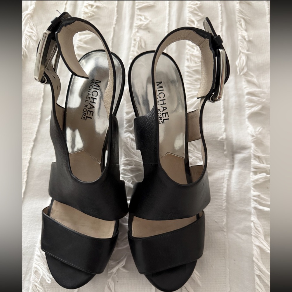 Michael Kors Black Leather Sandals